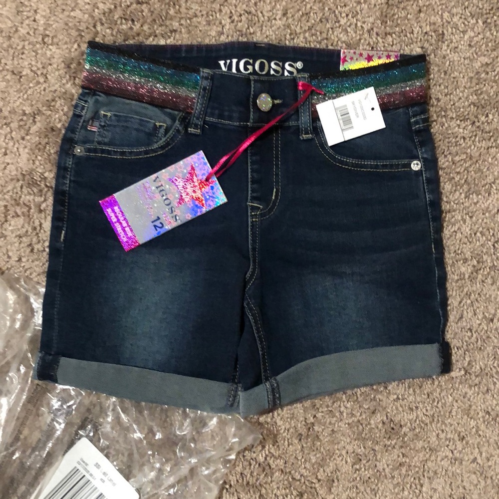 NWT Denim Shorts w/Rainbow Beltline